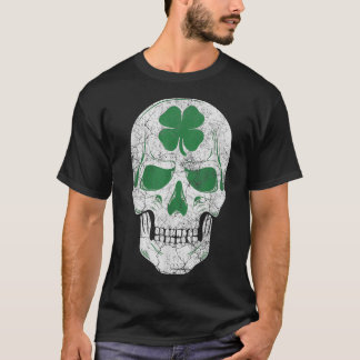 T-shirt Crâne Shamrock verte Irlande JOUR DE LA SAINT PATR