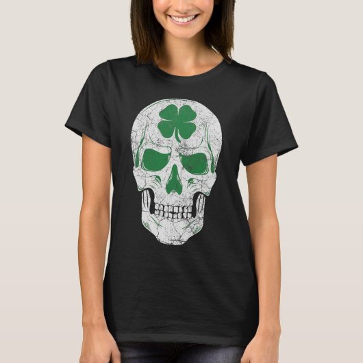 T-shirt Crâne Shamrock verte Irlande JOUR DE LA SAINT PATR (Devant)