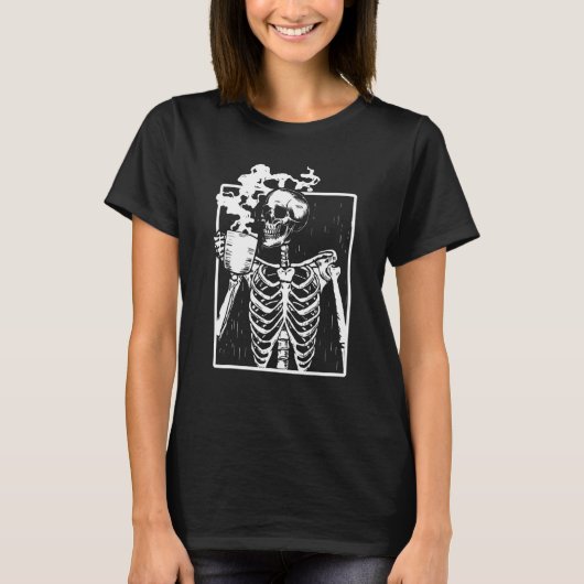 T-shirt Crâne souriant vintage squelette en détresse buvan (Devant)