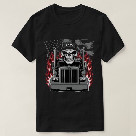 T-shirt Crâne symétrique et camion avec indicateur en nive (Design devant)