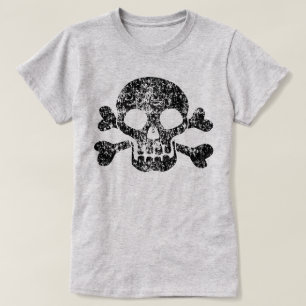 T-shirt Crâne usé et os croisés