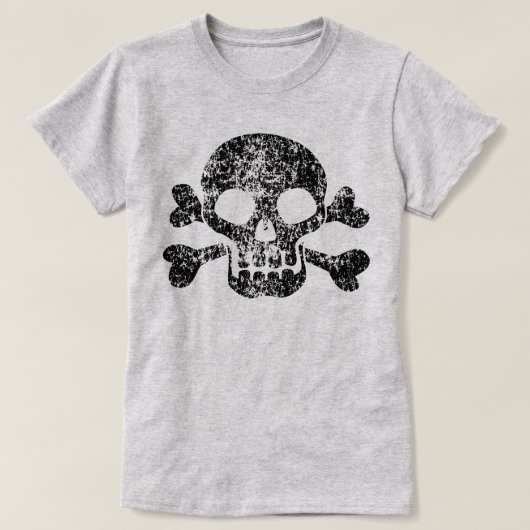 T-shirt Crâne usé et os croisés (Design devant)