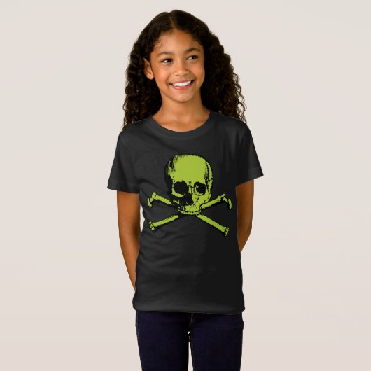 T-shirt Crâne Vert Et Crossbones (Devant entier)