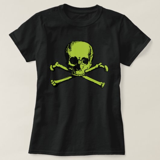 T-shirt Crâne Vert Et Crossbones (Design devant)