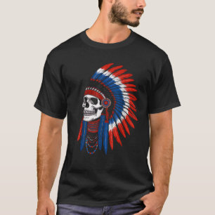 T-shirt Crânes Amérindiens Chef de la coiffure Hommes