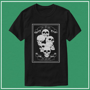 T-shirt Crânes avec Bannières et Texte Noir