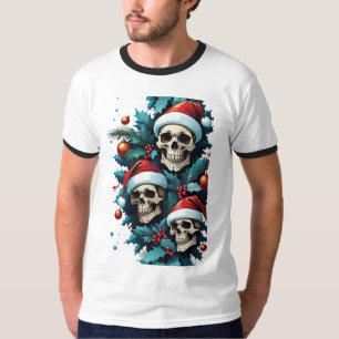 T-shirt Crânes De Noël Et Holly