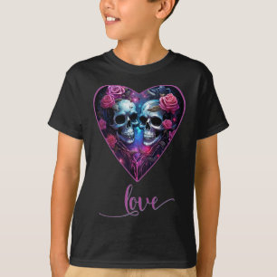 T-shirt Crânes gothiques Amour pour la Saint-Valentin Amou