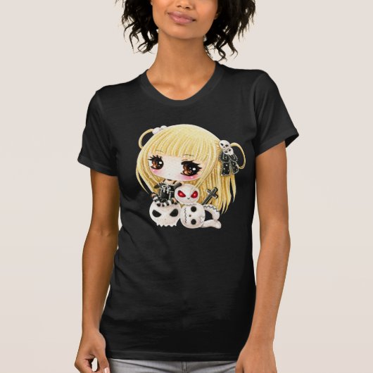 T-shirt Crânes mignons de fille et de kawaii de chibi (Devant)