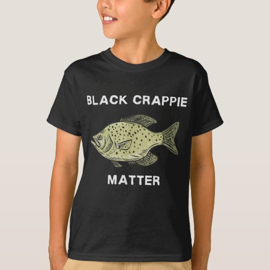 T-shirt Crappie noire matière Crappie pêche Art (Devant)