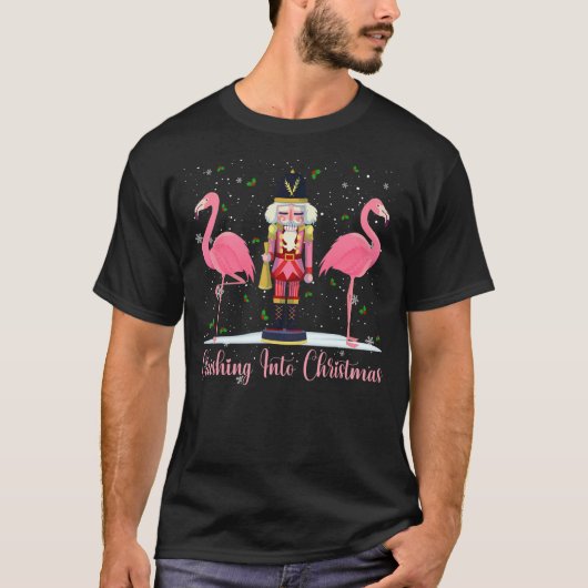 T-shirt craquer dans noël flamingo rose noisette w (Devant)