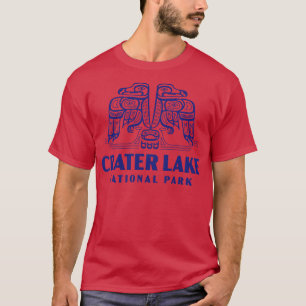 T-shirt Crater Lake National Park Retro Bird Wordmark bleu