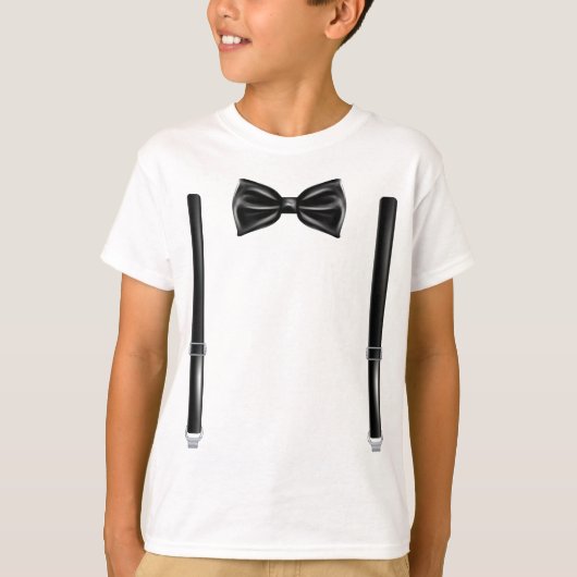 T-shirt Cravate De Bow Avec Suspendants - Bowtie Pour Mari (Devant)