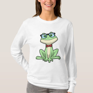 T-shirt Cravate de lunettes pour étudiants Nerd grenouille