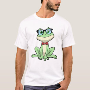T-shirt Cravate de lunettes pour étudiants Nerd grenouille