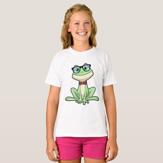 T-shirt Cravate de lunettes pour étudiants Nerd grenouille (Devant entier)