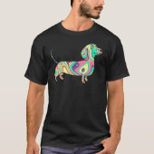 T-shirt Cravate-Dye Psychedelic Dachshund Wiener Chien Rai (Devant)