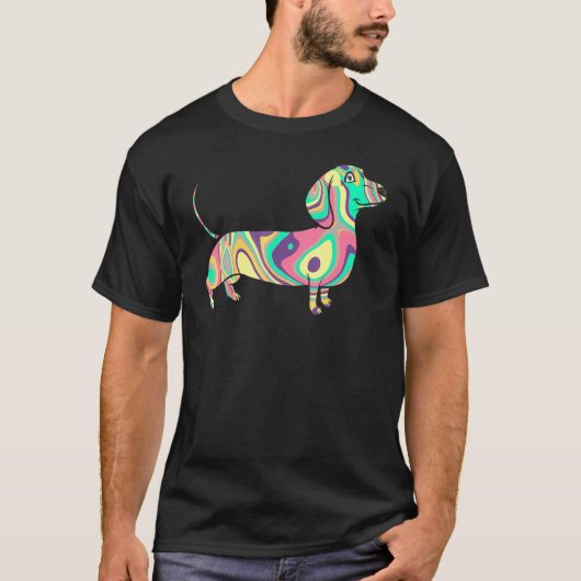 T-shirt Cravate-Dye Psychedelic Dachshund Wiener Chien Rai (Devant)