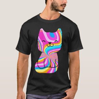 T-shirt Cravate-Dye Psychedélique Chat propriétaire Furry 