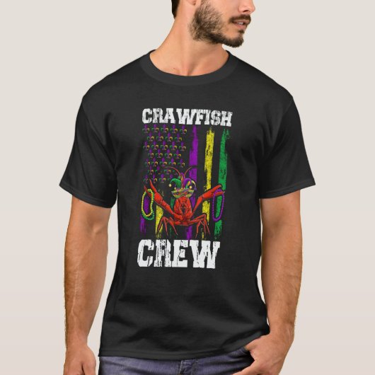 T-shirt Crawfish Crew Beads Mardi Gras Flag Dab Kids Toddl (Devant)
