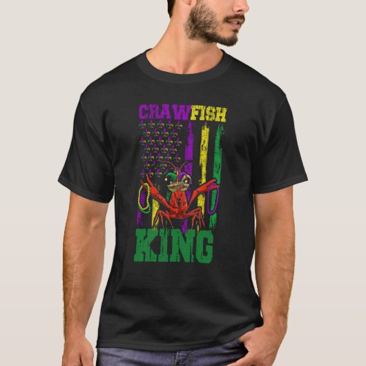 T-shirt Crawfish Perles King Mardi Gras Drapeau Dab Kids T (Devant)