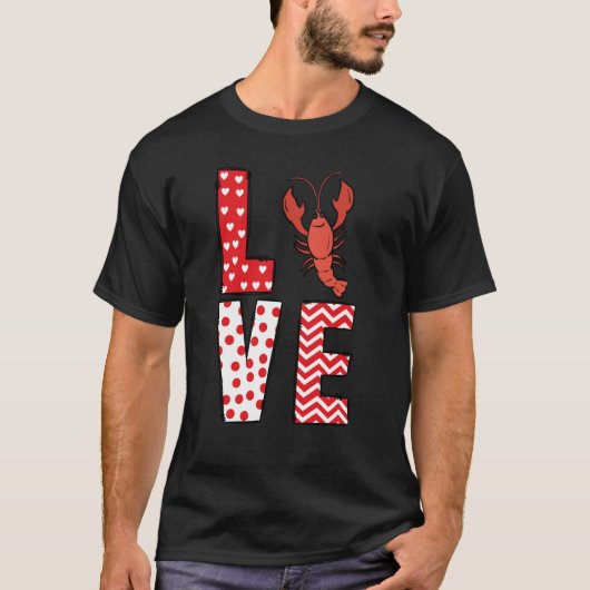 T-shirt Crawfish Valentines Day Love Valentine Cute Hearts (Devant)