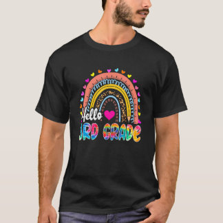 T-shirt Crayon arc-en-ciel Bonjour Enseignant de 3e année