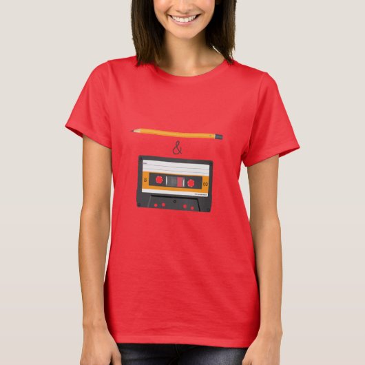 T-shirt Crayon et cassette compacte (Devant)
