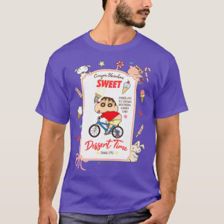 T-shirt Crayon Shin-chan Shin-chan et dessert à bicyclette