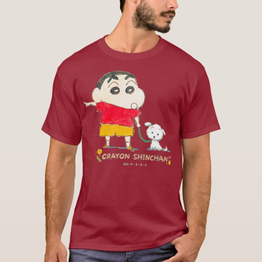 T-shirt Crayon Shin-chan Shin-chan et Shiro Là-bas (Devant)