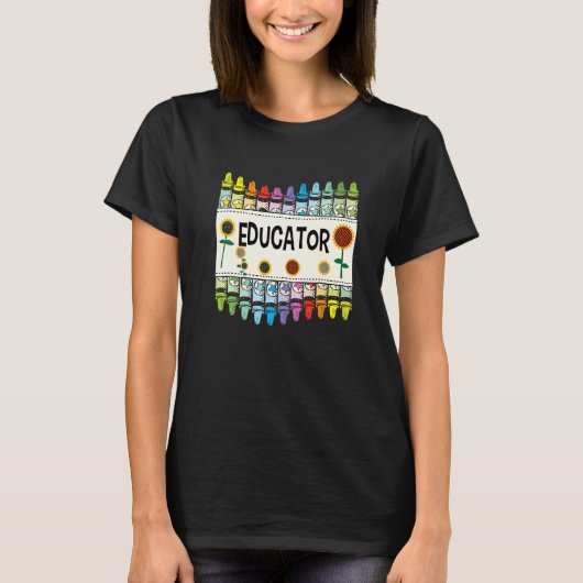 T-shirt Crayons And Flower Teaching Educator (Devant)