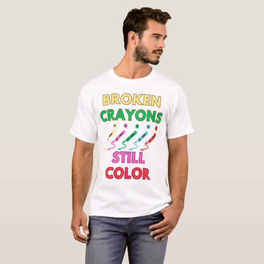 T-shirt crayons cassés couleur (Devant entier)
