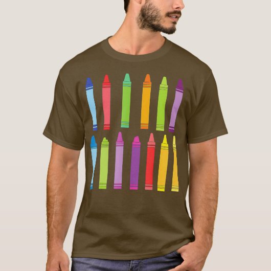 T-shirt Crayons Couleurs arc-en-ciel (Devant)