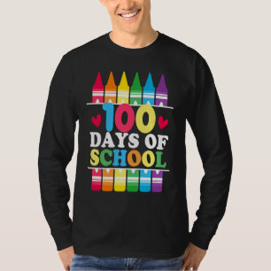 T-shirt Crayons de 100 Jours d'École Couleur Rétro Vintage