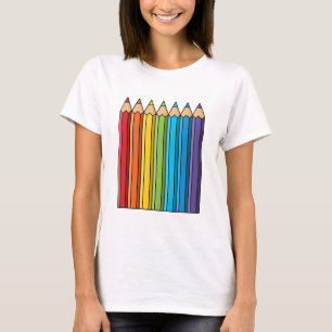 T-shirt Crayons de couleur arc-en-ciel