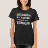 T-shirt Crayons de couleur étoiles Nom de l'enseignant (Devant)