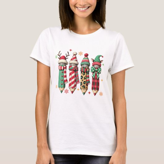 T-shirt Crayons Emmitouflés Colorés Festifs Professeur (Devant)
