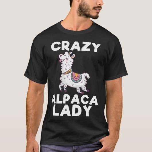 T-shirt Crazy Alpaca Lady   Animal (Devant)