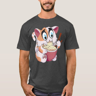 T-shirt Crazy Cat Freaking Cat Isst Ramen Pasta Soup Kitte