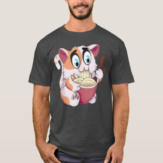 T-shirt Crazy Cat Freaking Cat Isst Ramen Pasta Soup Kitte
