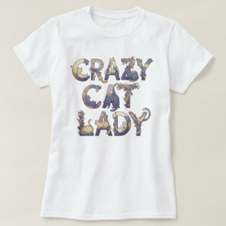T-shirt Crazy Cat Lady Blanc