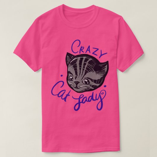 T-shirt Crazy Cat Lady Cute Tiger Stripe Tabby Cat Art - (Design devant)