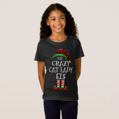 T-Shirt Crazy Cat Lady Elf Buffalo Plaid Matching Famille  (Devant entier)
