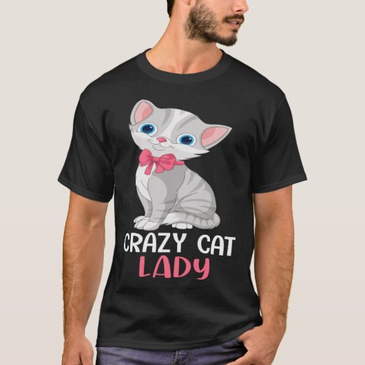 T-shirt Crazy Cat Lady Femmes Gris Chat Mère Fête Chat Mo (Devant)
