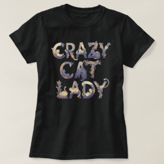T-shirt Crazy Cat Lady Noir