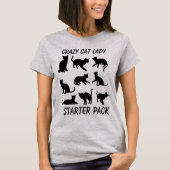 T-shirt "Crazy Cat Lady Starter Pack" avec trois chats (Devant)