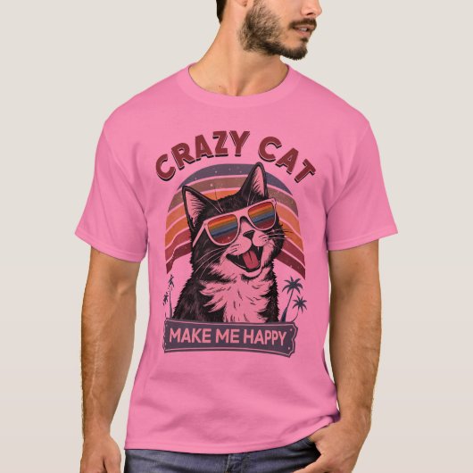 T-shirt CRAZY CAT me rend heureux (Devant)