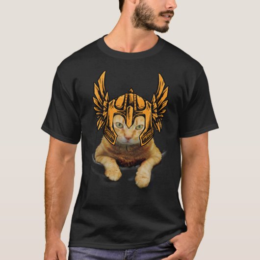 T-shirt Crazy Cat Viking Thor Cat With Hammer (Devant)