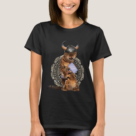 T-shirt Crazy Cat Viking Thor Cat With Hammer 1 (Devant)