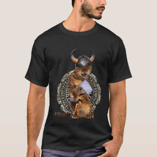 T-shirt Crazy Cat Viking Thor Cat With Hammer 1